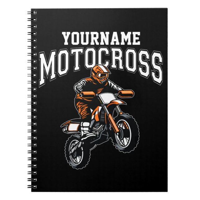 Personalized Motocross Dirt Bike Rider Racing Notebook (Front)