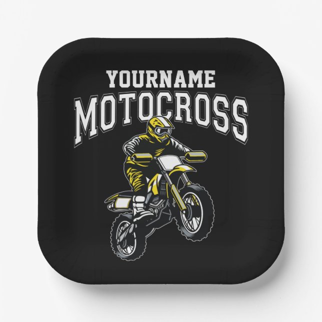 Personalized Motocross Dirt Bike Rider Racing  Paper Plates (Front)