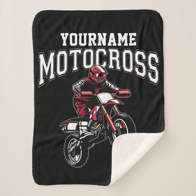 Personalized Motocross Dirt Bike Rider Racing  Sherpa Blanket (Front)