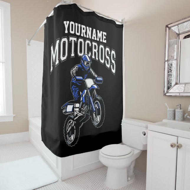 Personalized Motocross Dirt Bike Rider Racing   Shower Curtain (In Situ)
