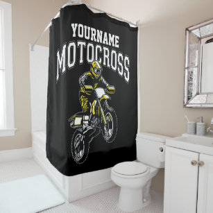 Inspirational Shower Curtain Motocross Racer Print for Bathroom 