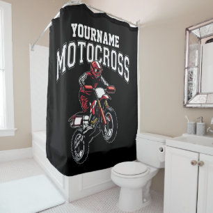 Personalized Motocross Dirt Bike Rider Racing Shower Curtain