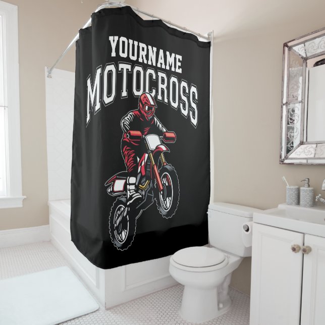 Personalized Motocross Dirt Bike Rider Racing  Shower Curtain (In Situ)
