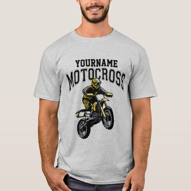 Personalized Motocross Dirt Bike Rider Racing T-Shirt (Front)