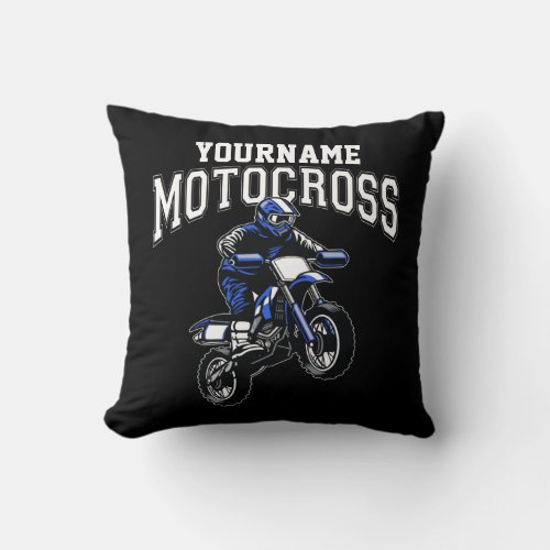 Personalized Motocross Dirt Bike Rider Racing  Throw Pillow