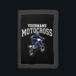 Personalized Motocross Dirt Bike Rider Racing  Trifold Wallet<br><div class="desc">Custom NAME Dirt Bike Rider Motocross Racing Moto Racer Motorcycle Gifts - Choose Color and Customize with your Name or Custom Text!</div>