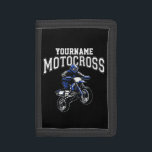 Personalized Motocross Dirt Bike Rider Racing  Trifold Wallet<br><div class="desc">Custom NAME Dirt Bike Rider Motocross Racing Moto Racer Motorcycle Gifts - Choose Color and Customize with your Name or Custom Text!</div>