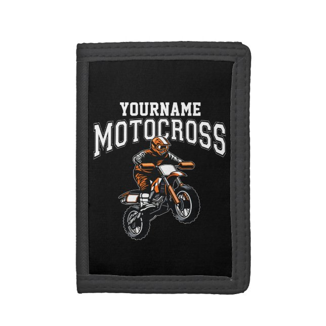 Personalized Motocross Dirt Bike Rider Racing   Trifold Wallet (Front Vertical)