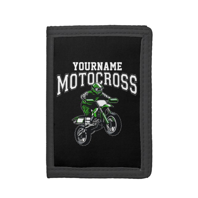 Personalized Motocross Dirt Bike Rider Racing  Trifold Wallet (Front Vertical)