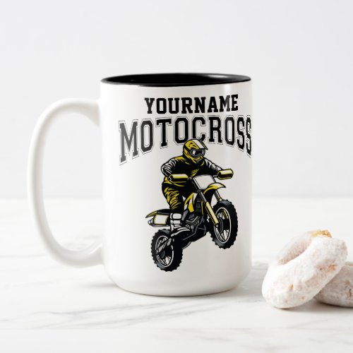 Personalized Motocross Dirt Bike Rider Racing  Two_Tone Coffee Mug