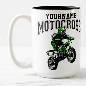 Personalized Motocross Dirt Bike Rider Racing  Two-Tone Coffee Mug