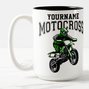 Personalized Motocross Dirt Bike Rider Racing Two-Tone Coffee Mug