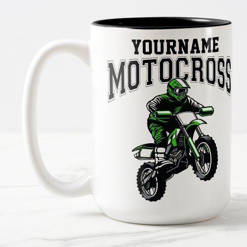 Personalized Motocross Dirt Bike Rider Racing  Two_Tone Coffee Mug