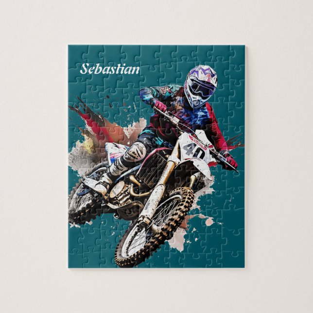 Personalized motocross jigsaw puzzle (Vertical)