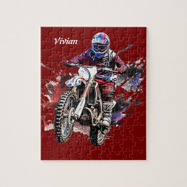 Personalized motocross jigsaw puzzle (Vertical)