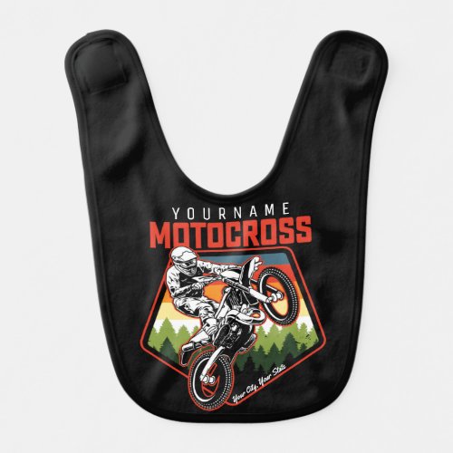 Personalized Motocross Racing Dirt Bike Trail Ride Baby Bib
