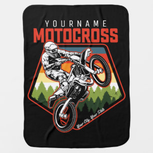 Personalized Motocross Racing Dirt Bike Trail Ride Baby Blanket