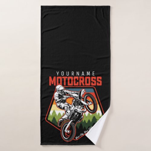 Personalized Motocross Racing Dirt Bike Trail Ride Bath Towel Set