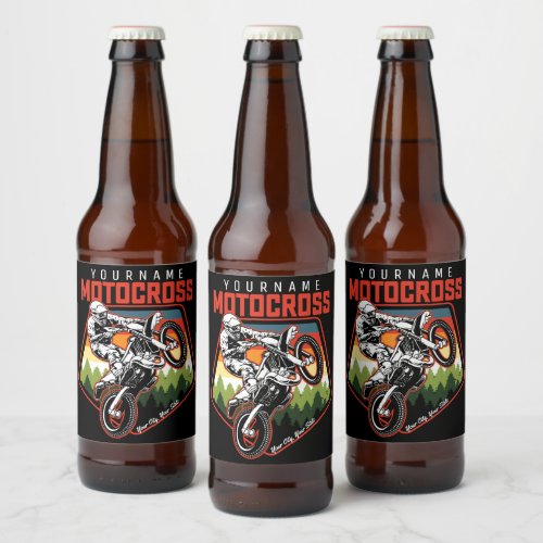Personalized Motocross Racing Dirt Bike Trail Ride Beer Bottle Label