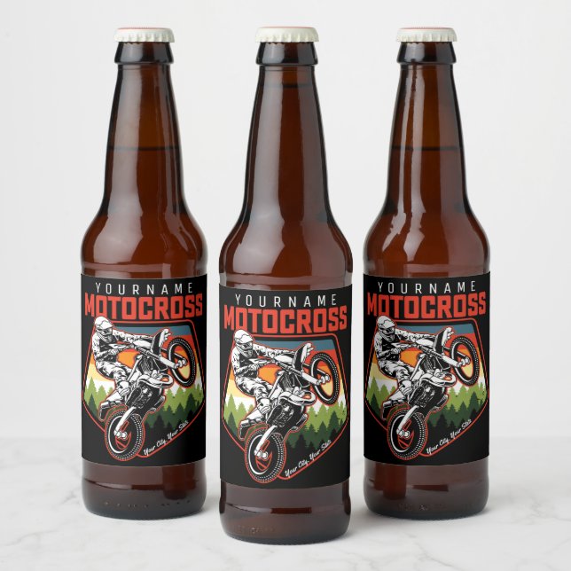 Personalized Motocross Racing Dirt Bike Trail Ride Beer Bottle Label (Bottles)