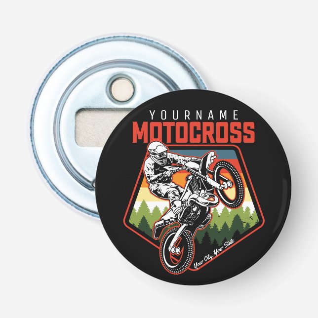 Personalized Motocross Racing Dirt Bike Trail Ride Bottle Opener (Front)