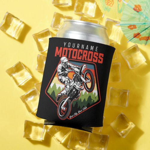 Personalized Motocross Racing Dirt Bike Trail Ride Can Cooler