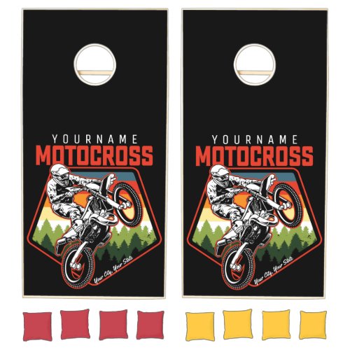 Personalized Motocross Racing Dirt Bike Trail Ride Cornhole Set