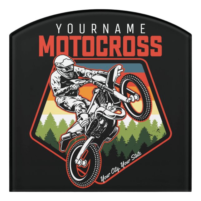 Personalized Motocross Racing Dirt Bike Trail Ride Door Sign (Contour Front)