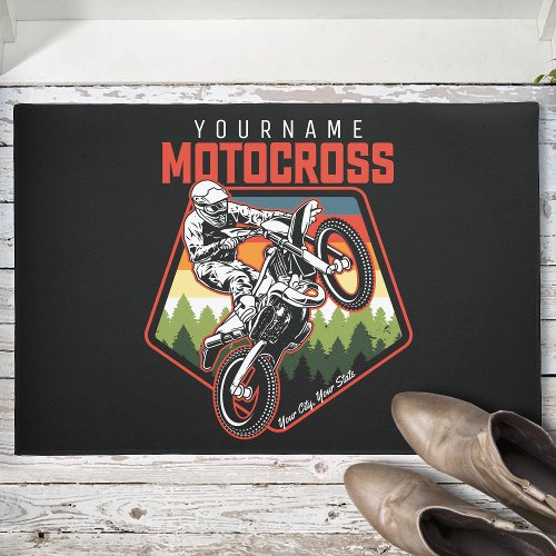 Personalized Motocross Racing Dirt Bike Trail Ride Doormat