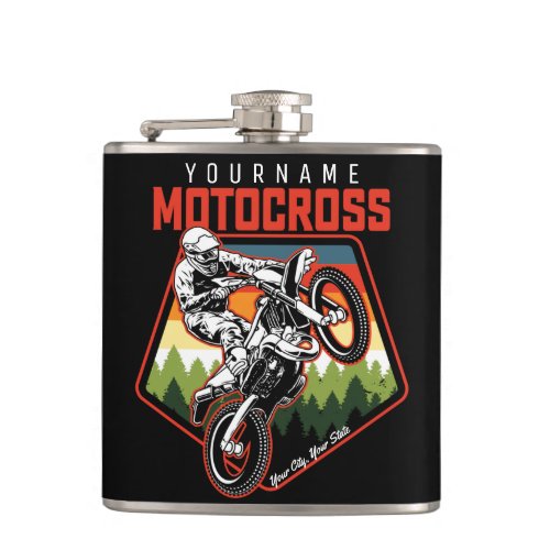 Personalized Motocross Racing Dirt Bike Trail Ride Flask