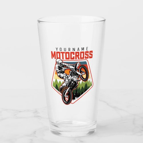 Personalized Motocross Racing Dirt Bike Trail Ride Glass