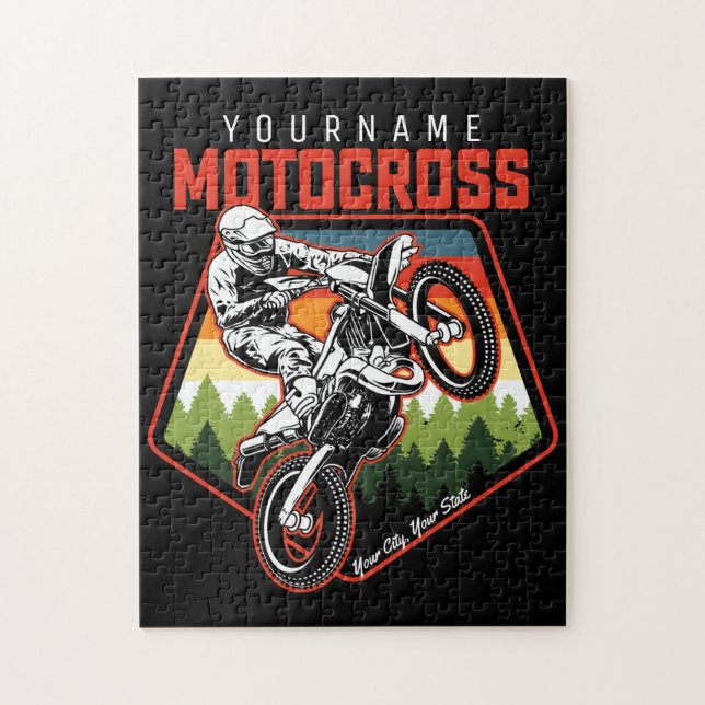 Personalized Motocross Racing Dirt Bike Trail Ride Jigsaw Puzzle (Vertical)