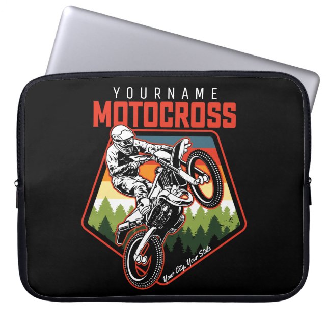 Personalized Motocross Racing Dirt Bike Trail Ride Laptop Sleeve (Front)