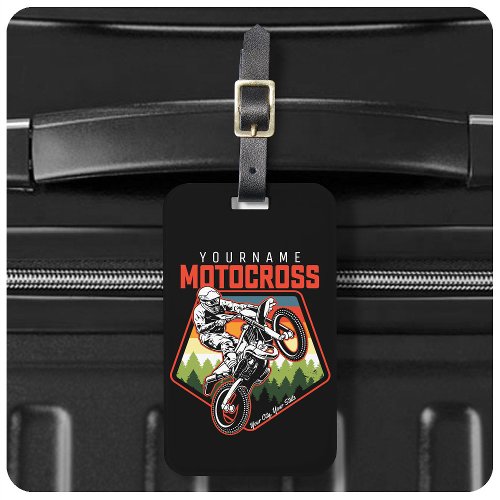 Personalized Motocross Racing Dirt Bike Trail Ride Luggage Tag