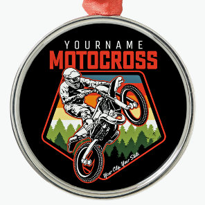 Personalized Motocross Racing Dirt Bike Trail Ride Metal Ornament