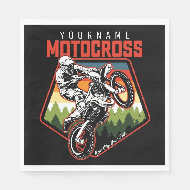 Personalized Motocross Racing Dirt Bike Trail Ride Napkins (Front)