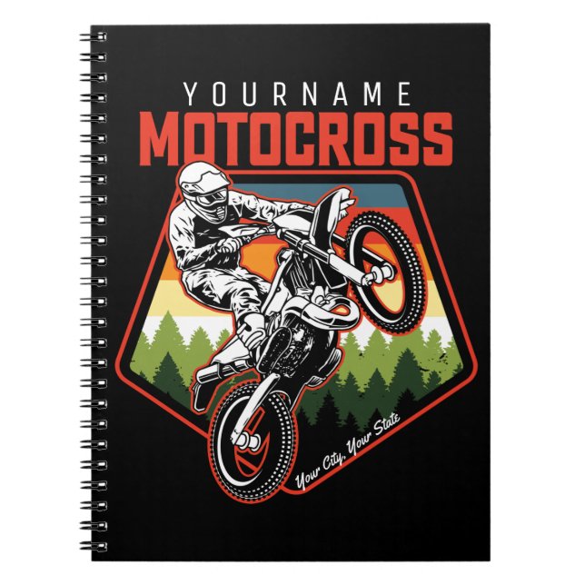 Personalized Motocross Racing Dirt Bike Trail Ride Notebook (Front)