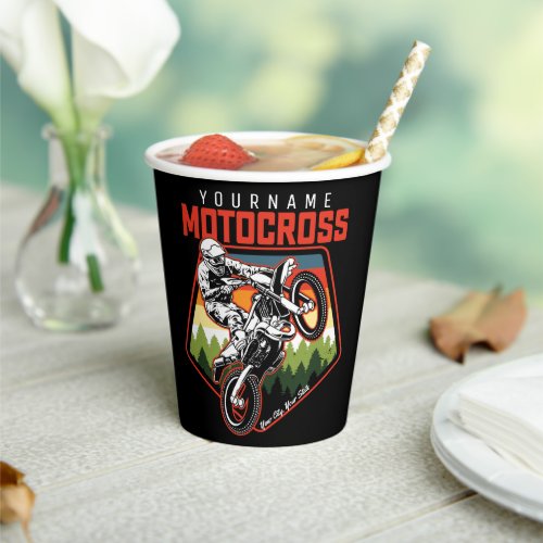 Personalized Motocross Racing Dirt Bike Trail Ride Paper Cups