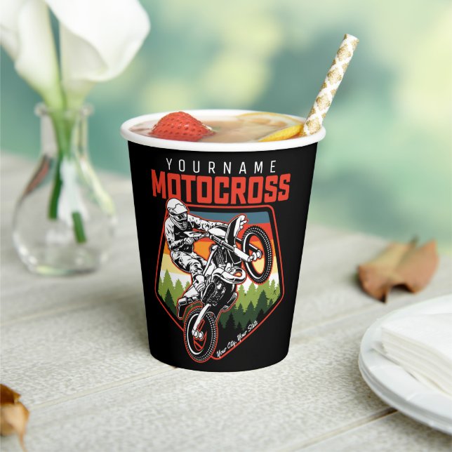 Personalized Motocross Racing Dirt Bike Trail Ride Paper Cups (Insitu)