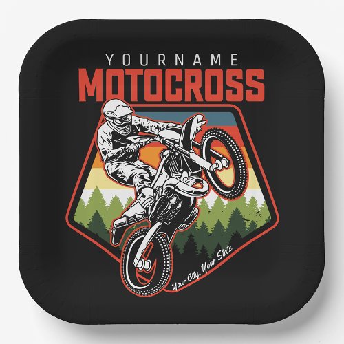 Personalized Motocross Racing Dirt Bike Trail Ride Paper Plates