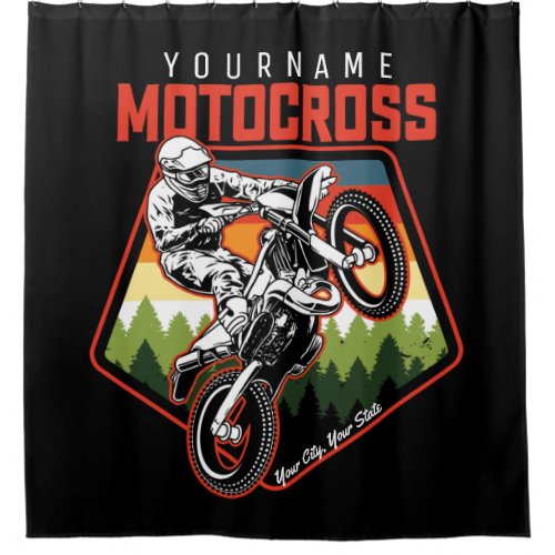 Personalized Motocross Racing Dirt Bike Trail Ride Shower Curtain