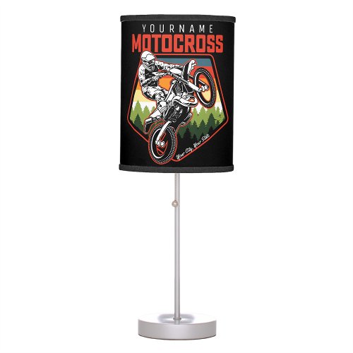 Personalized Motocross Racing Dirt Bike Trail Ride Table Lamp