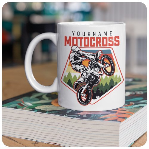 Personalized Motocross Racing Dirt Bike Trail Ride Two_Tone Coffee Mug