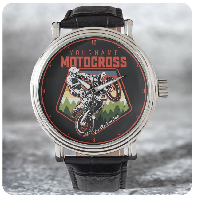 Personalized Motocross Racing Dirt Bike Trail Ride Watch (Creator Uploaded)