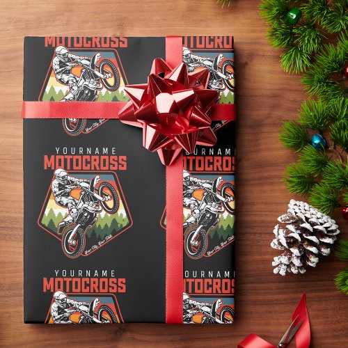 Personalized Motocross Racing Dirt Bike Trail Ride Wrapping Paper