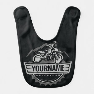 Personalized Motocross Rider Dirt Bike Hill Racing Baby Bib