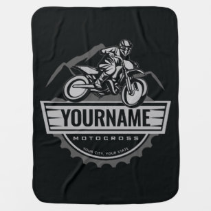 Personalized Motocross Rider Dirt Bike Hill Racing Baby Blanket