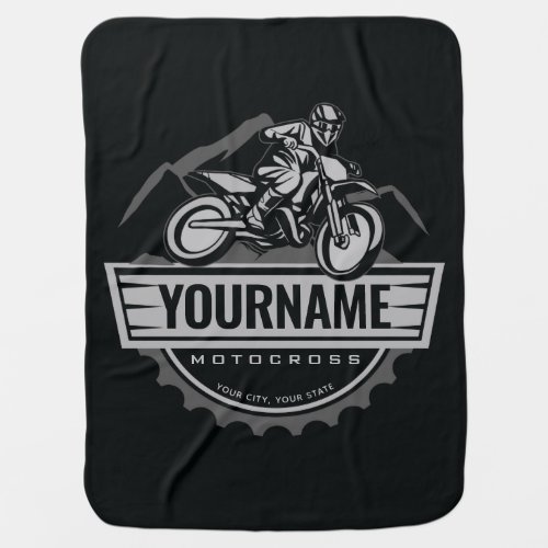 Personalized Motocross Rider Dirt Bike Hill Racing Baby Blanket