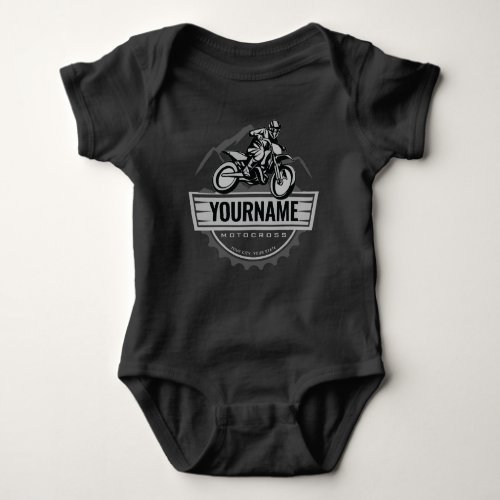 Personalized Motocross Rider Dirt Bike Hill Racing Baby Bodysuit