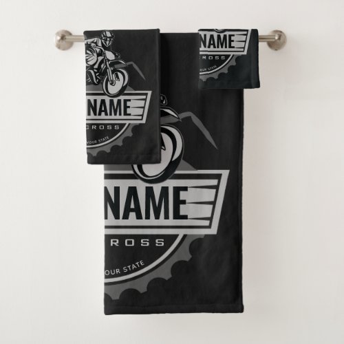 Personalized Motocross Rider Dirt Bike Hill Racing Bath Towel Set